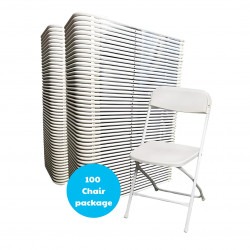 100 white folding chairs package