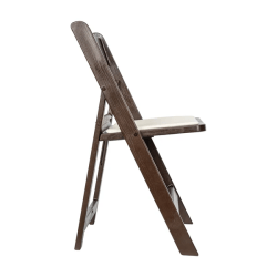 HERCULES Commercial Indoor Outdoor Lightweight Wood Look Resin Fol 3 Brown Resin Fruitwood Chair W/ Pad